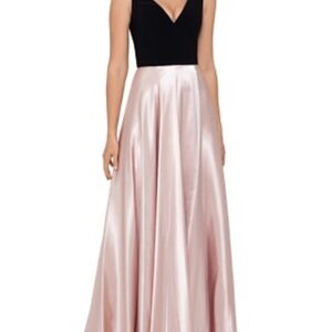 Betsy & Adam Black and Pink Maxi Dress